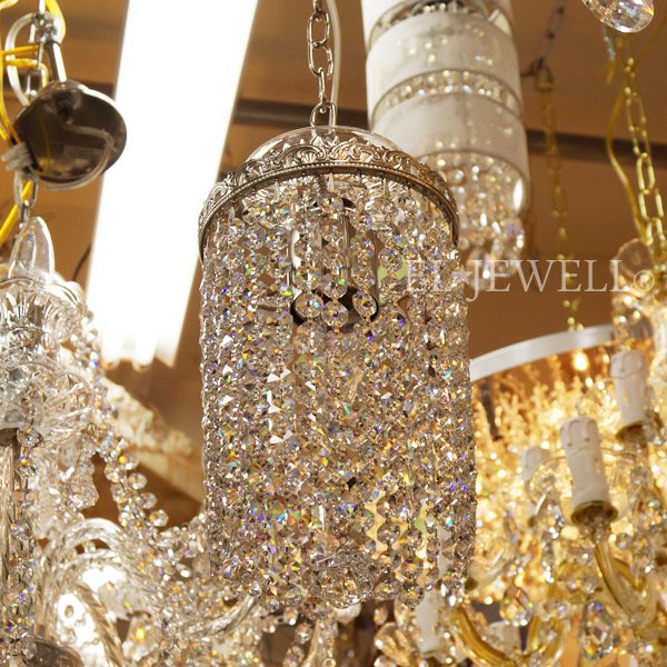 Preciosa】最高級クリスタルペンダントシャンデリア 1灯 シルバー(W150