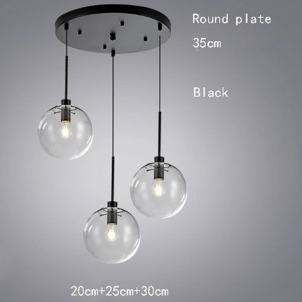 LED ガラスシェードシーリングペンダントライト・3灯・ブラック