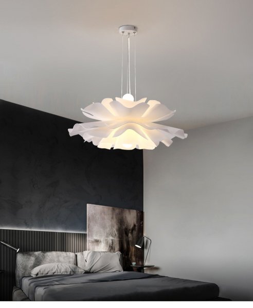 リーズナブル】フラワーデザインペンダントライト ホワイト 2灯