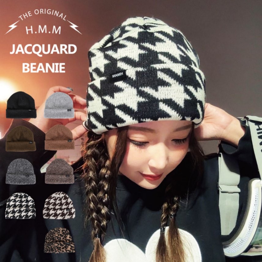 Jacquard Beanie/ジャガード編み折り返しボーダービーニー snj-503