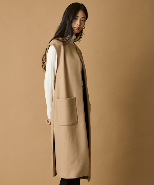 カシミヤ混ダブルクロスロングジレ【11/12以降お届け】 | ベスト