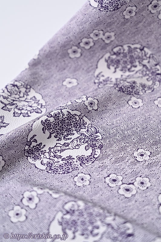 根橋秀治 文久小紋〔江戸小紋〕（雪輪に花景色/青みの紫紺色）竺仙
