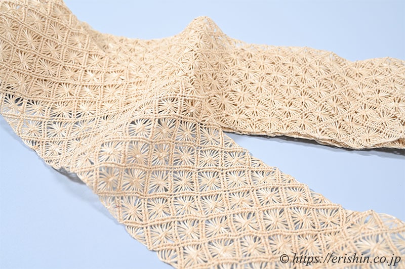 誉田屋源兵衛 半幅帯（芭蕉通風段文/生成色） ☆再入荷しました。誉田