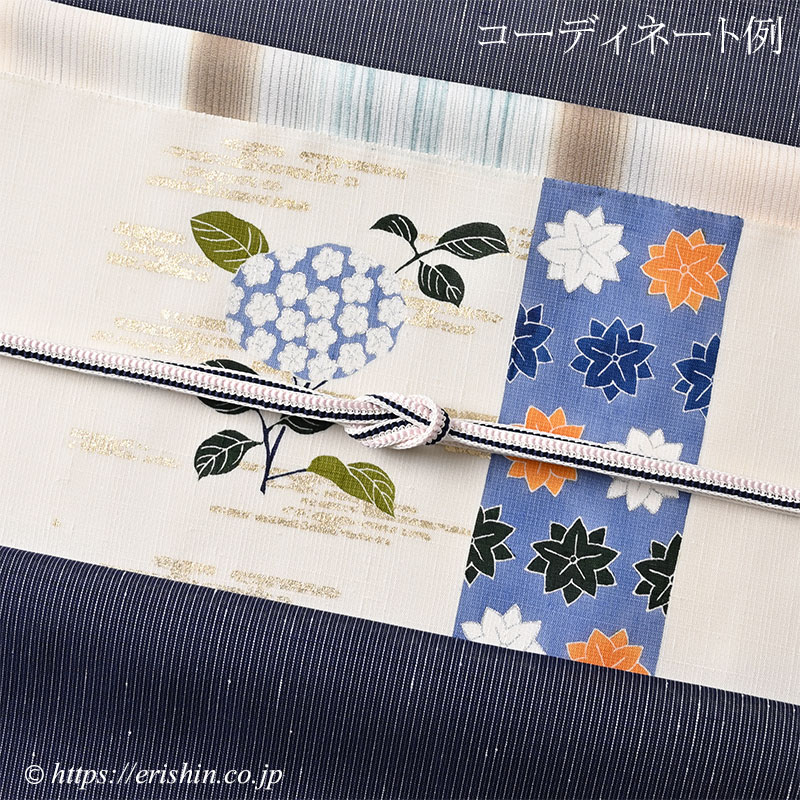 お雛様 ぷっくり 名古屋帯 紺色 梅の花 玉すだれ ネイビー H76】濃紺