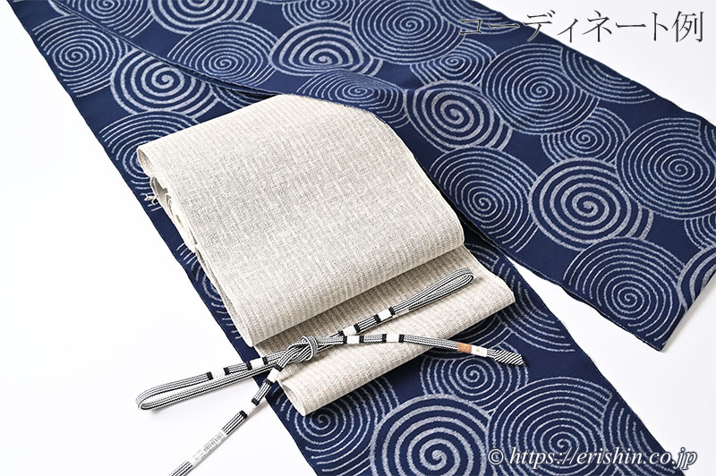 諸紙布八寸織名古屋帯（松煙染）くるまや工房『着物・呉服えり新』