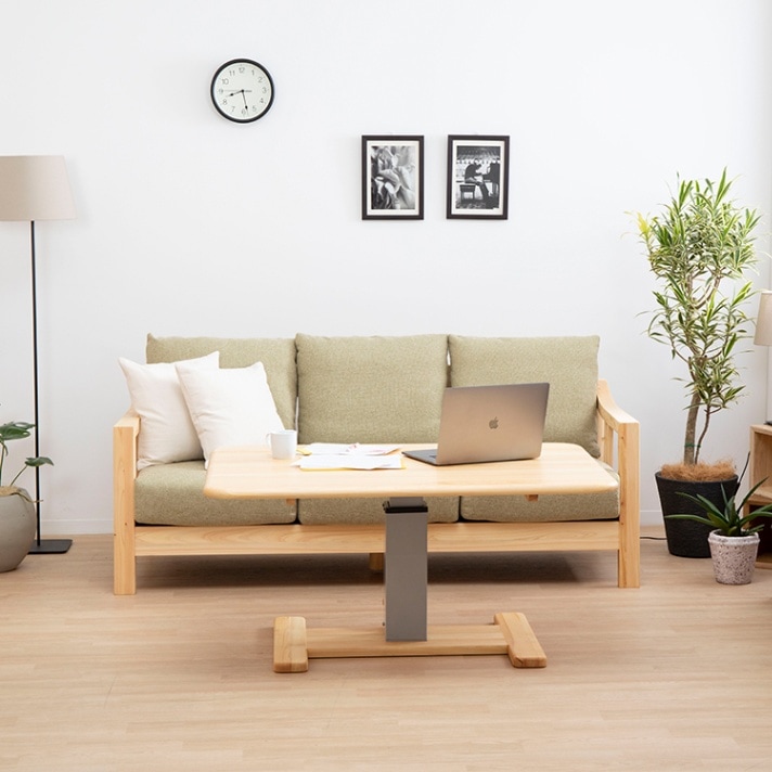 昇降テーブル ダイニングテーブル ひのき 天然木 MOIST 120 昇降