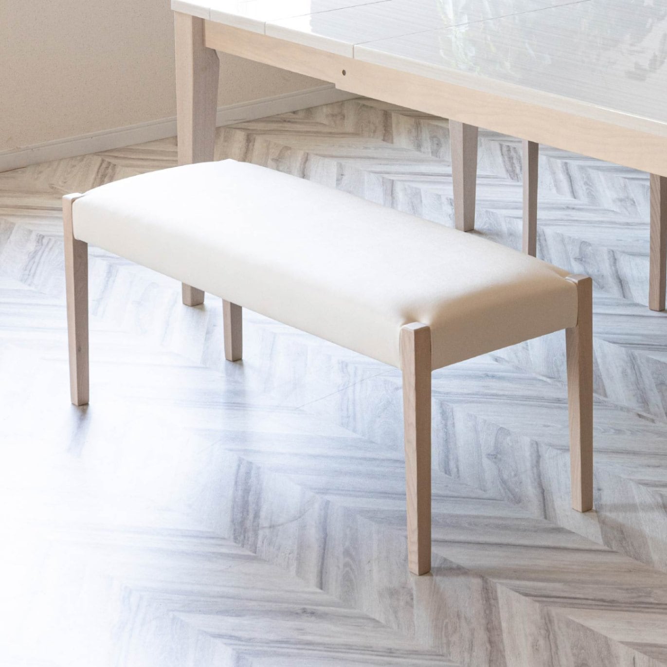 ダイニングベンチ PVC ホワイト AB 110 ベンチ｜家具の通販tac