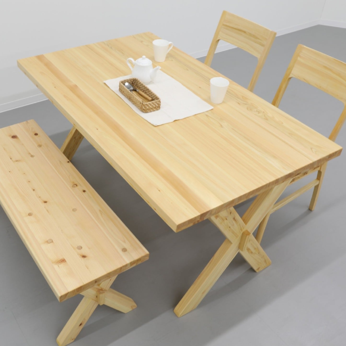 ダイニングセット 4人 ナチュラル おしゃれ ひのき 幅140 高さ70