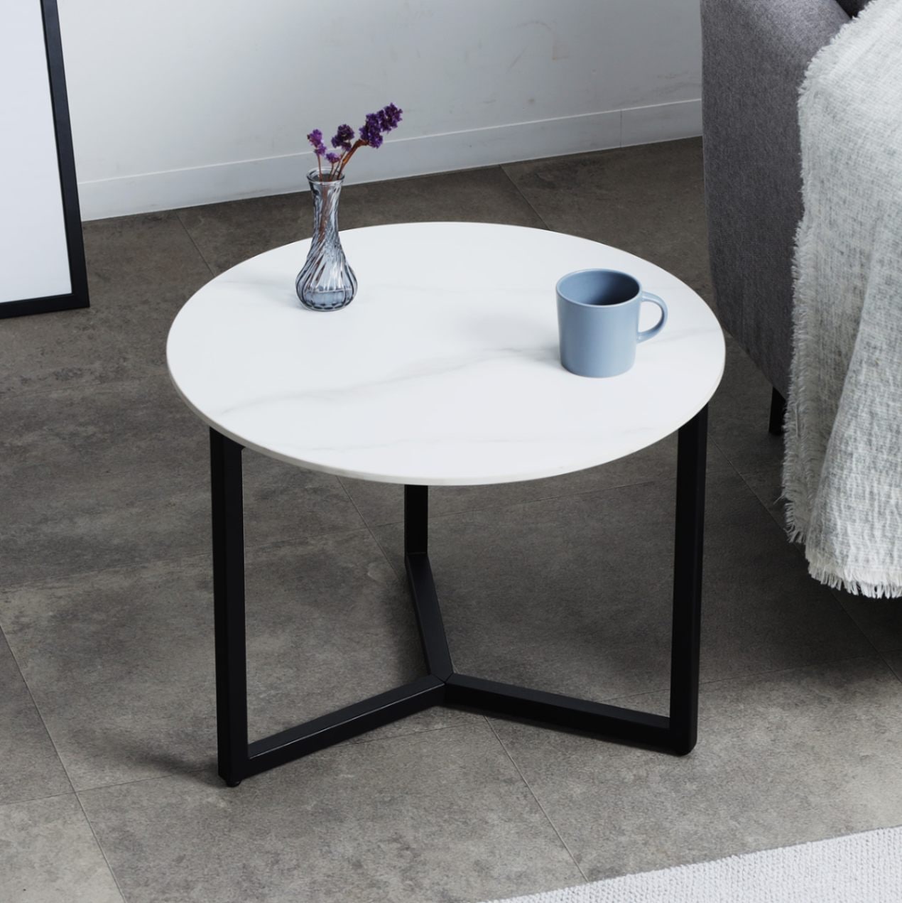 幅60］ セロエ ｜ セラミック 丸テーブル サイドテーブル