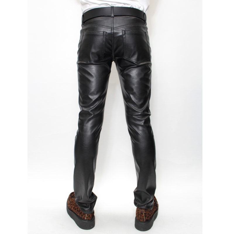 FAUXレザースリムジーンズ｜『666』パンクロックファッションの通販