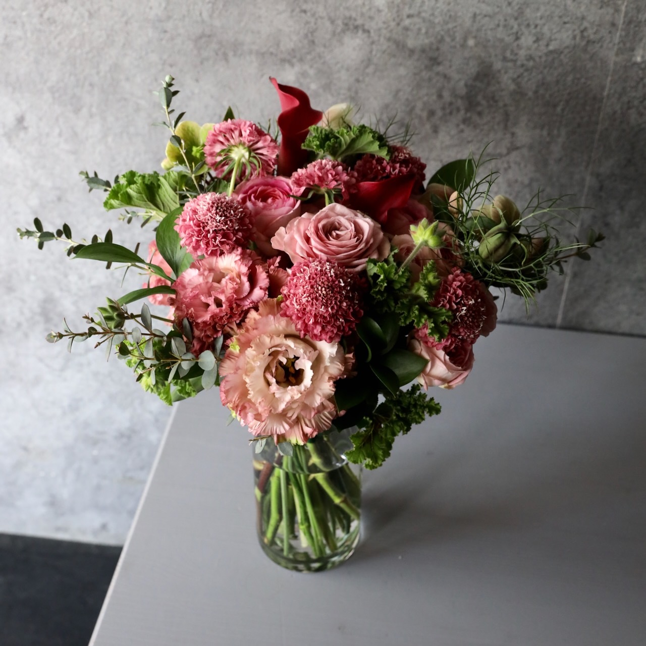 特選花束M「桃華 toka」可憐な大人ピンク濃淡ブーケ