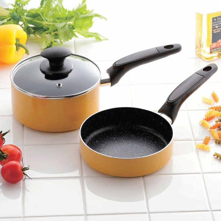 フライパンセット 16cm フライパン＆片手鍋＆兼用ガラス蓋 3点セット