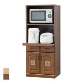 九州大川産 天然木タイル付レンジ台 ロータイプ｜ファミリー・ライフ