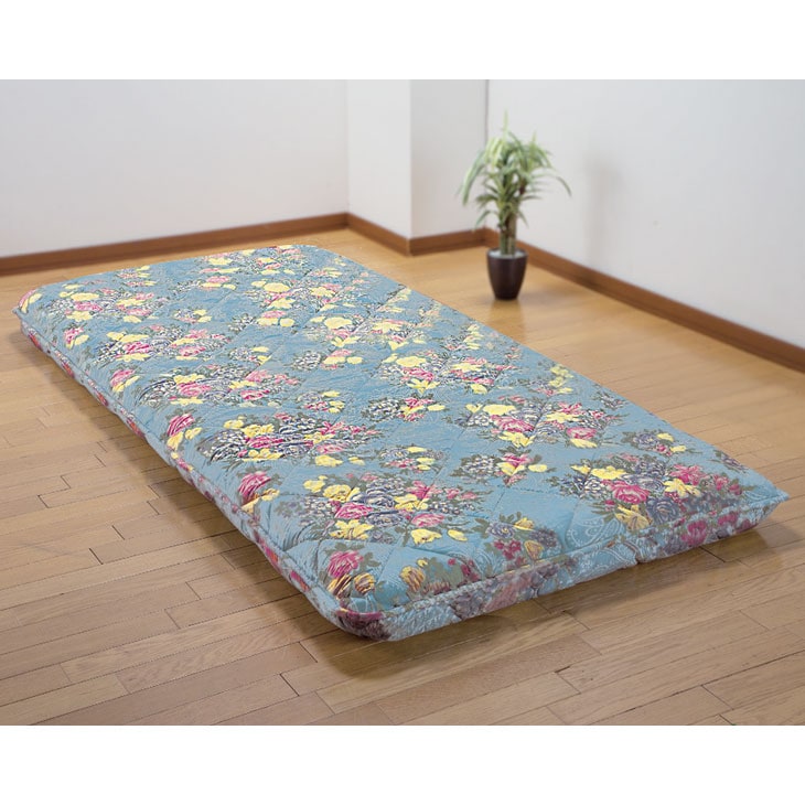 日本製 防ダニ・抗菌防臭加工 ダブルボリューム4層敷布団 花柄 ダブル