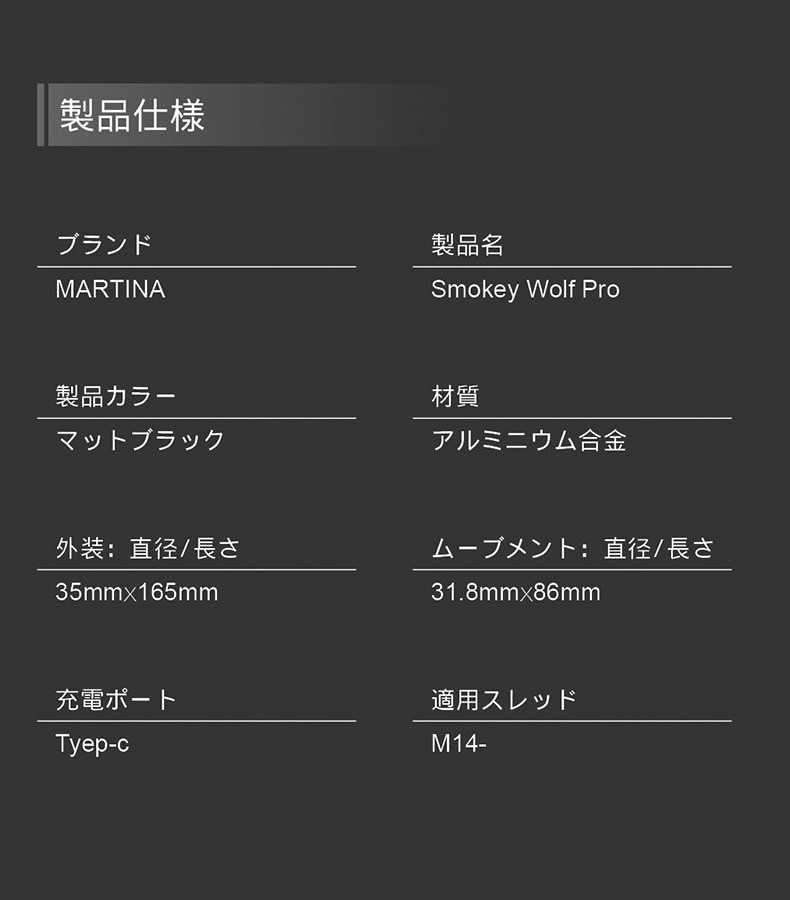 MARTINA Smokey Wolf Pro 発射煙/マズルフラッシュトレーサー | サイト