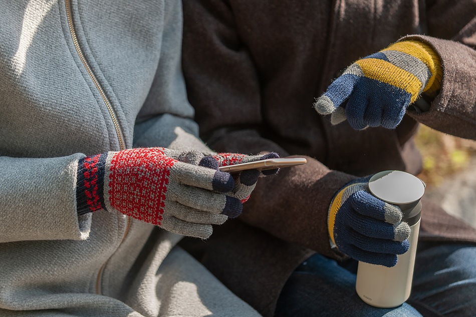 フルール、ジオメトリー タッチパネル対応ニット手袋（エヴォログ