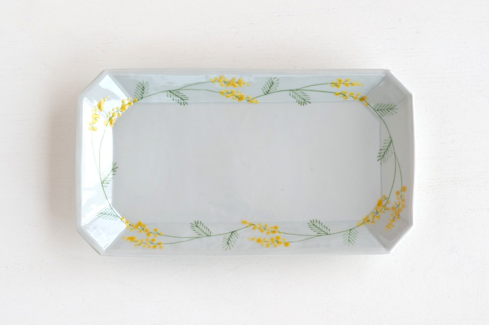 ミモザ 隅切り長角皿（徳永遊心） フリーデザイン ｜ 北欧・ロング