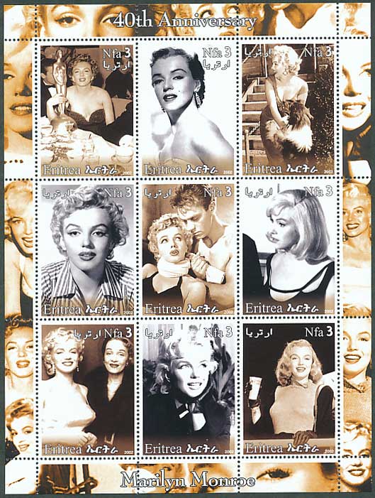 マリリン・モンロー 切手小型シート エリトリア発行 | 切手,アフリカ