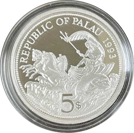海洋生物シリーズ 海洋図 5ドルカラー銀貨 1993年 パラオ発行 | コイン