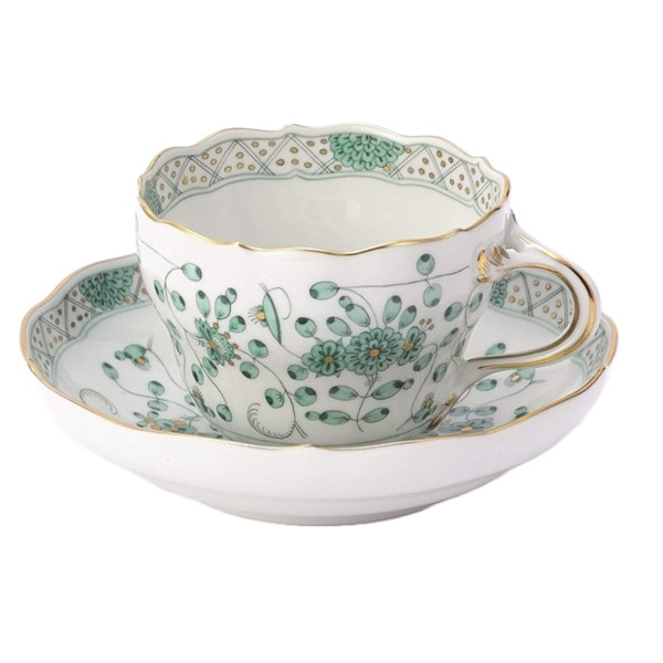 マイセン インドの花(グリーン) ティー/コーヒー兼用カップ＆ソーサー