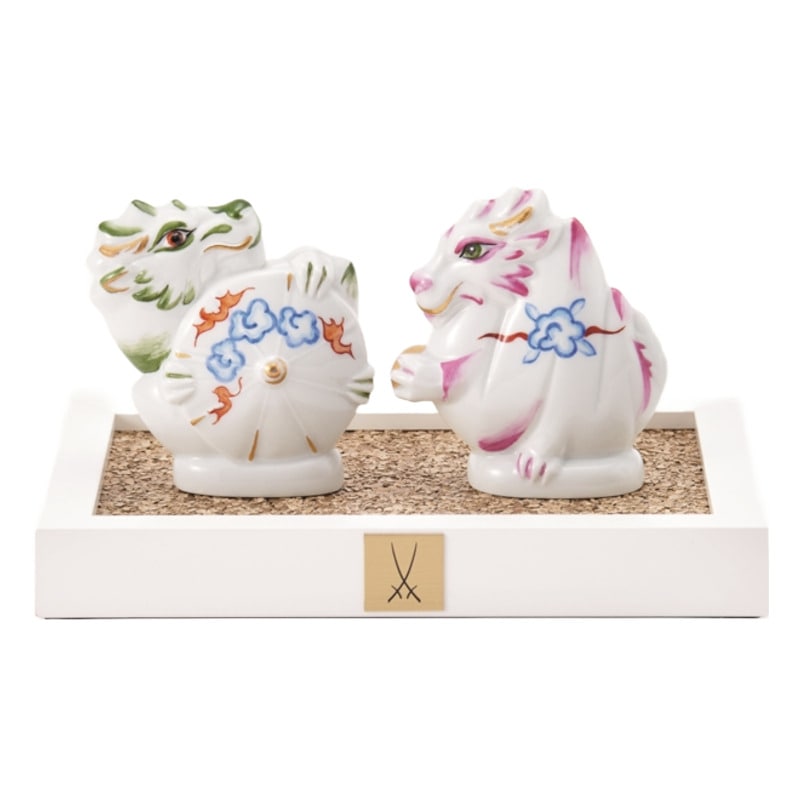 マイセン ミニ干支人形 辰(タツ )2体セット(台座付） 83645/83646/D/3P