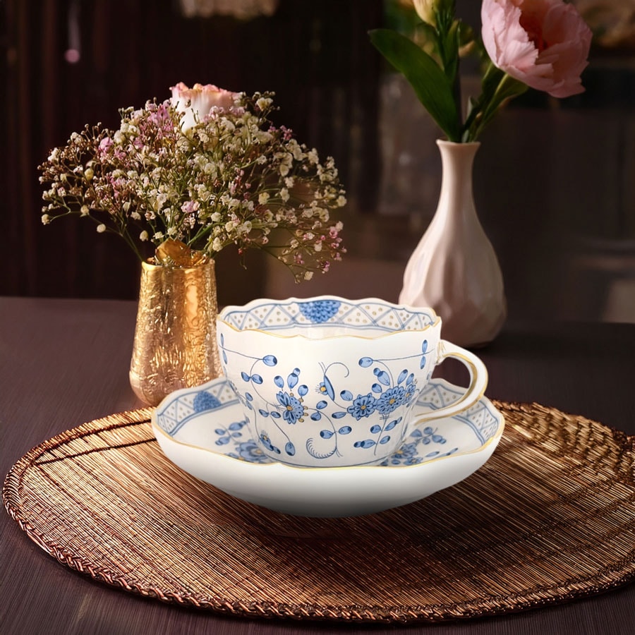 マイセン インドの花 （ブルー） ティーカップ＆ソーサー 343210/00582