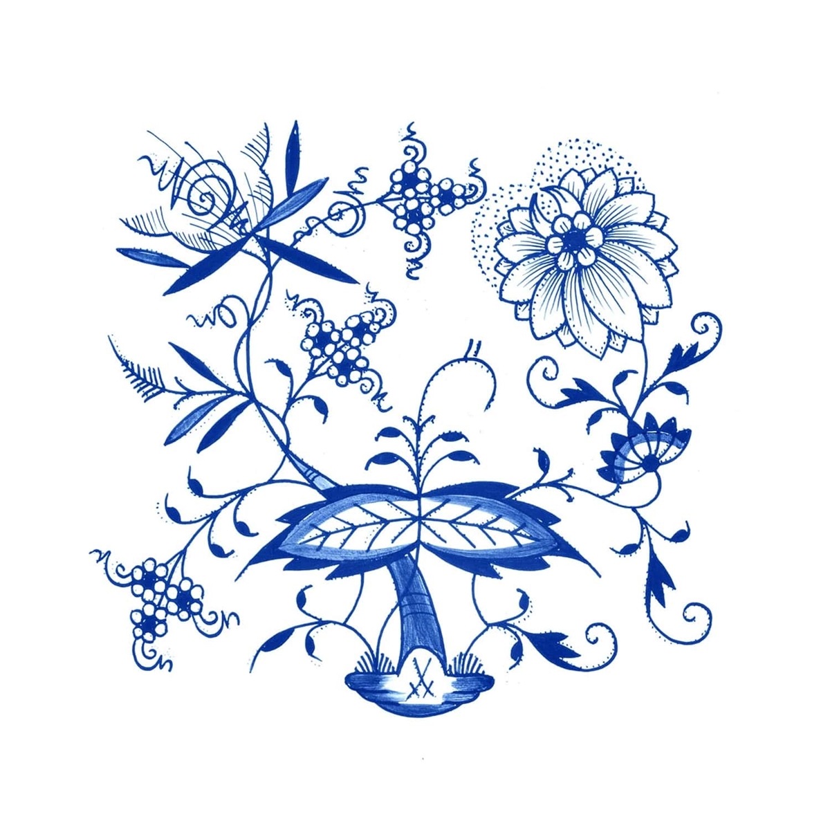 マイセン ブルーオニオン リーフディッシュ 10cm 800101/00206