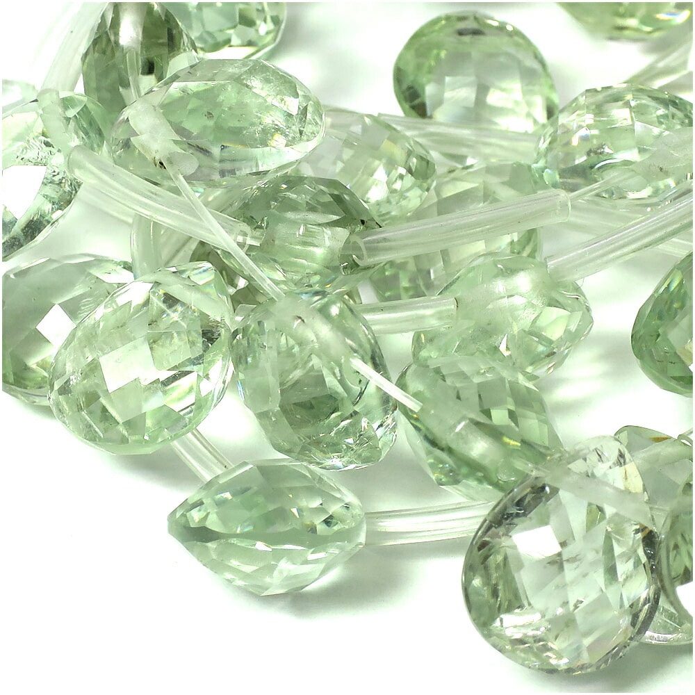 グリーンアメジスト 12×10mm】 天然石 ビーズ(ペアシェイプ カット) 1