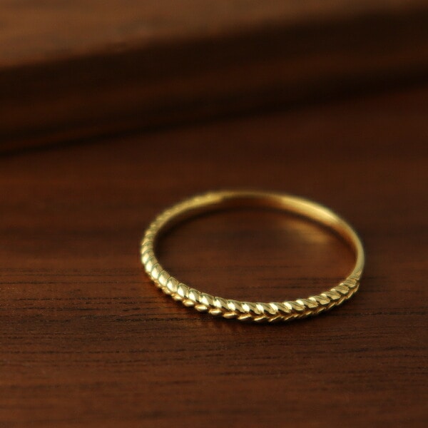 K18 編み込み ゴールド リング 18金 18k 指輪 地金 三つ編み ゴールド