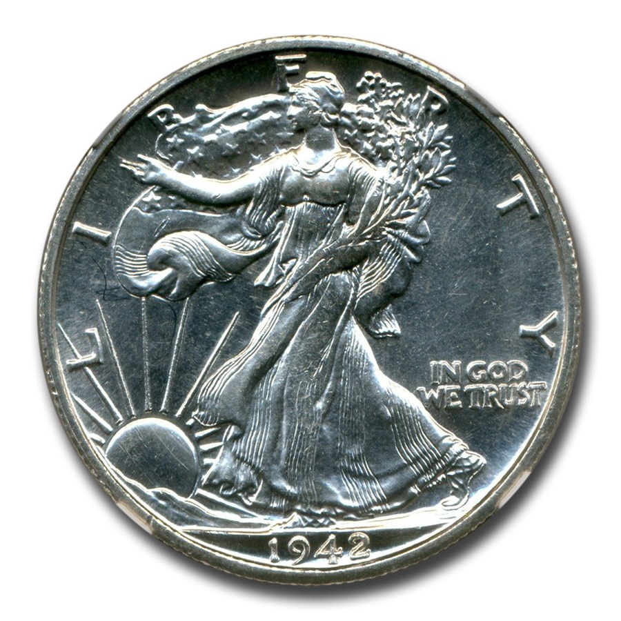 1942年 ウォーキング リバティ ハーフ ダラー 銀貨 50セント イーグル