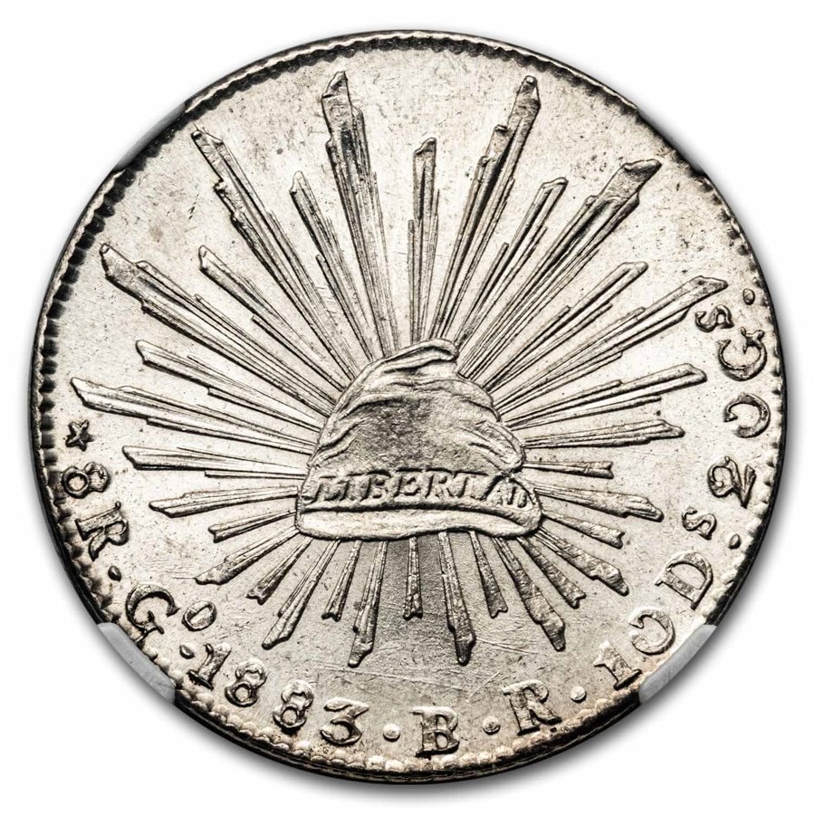 1883年 メキシコ 8レアル 銀貨 グアナファト造幣局 MS-63 NGC