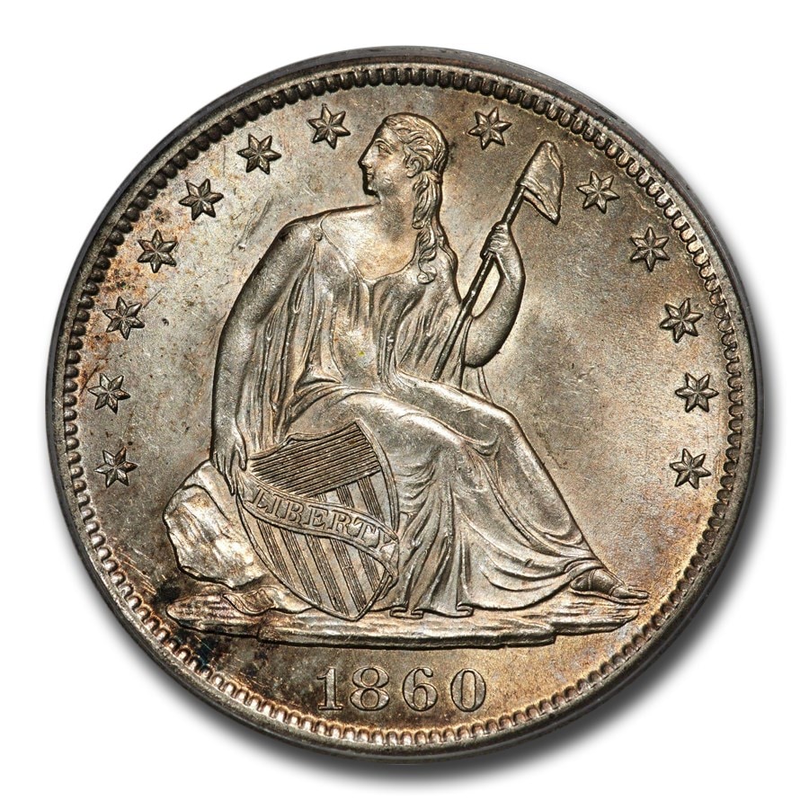 1860年 シーテッド リバティ ハーフ ダラー 銀貨 50セント シルバー