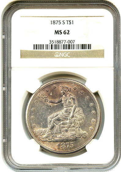 アンティークコイン アメリカ 1ドル トレードダラー銀貨 1875-S Trade