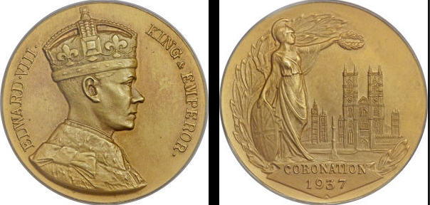 グレートブリテン1937年マットゴールドメダル エドワード8世戴冠式