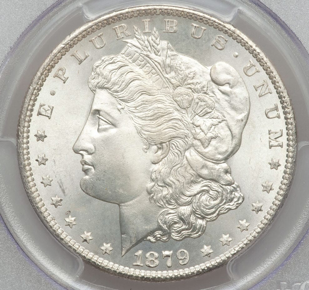 アンティークコイン アメリカ 1ドル モルガン銀貨1879-S ＄1 MS67＋