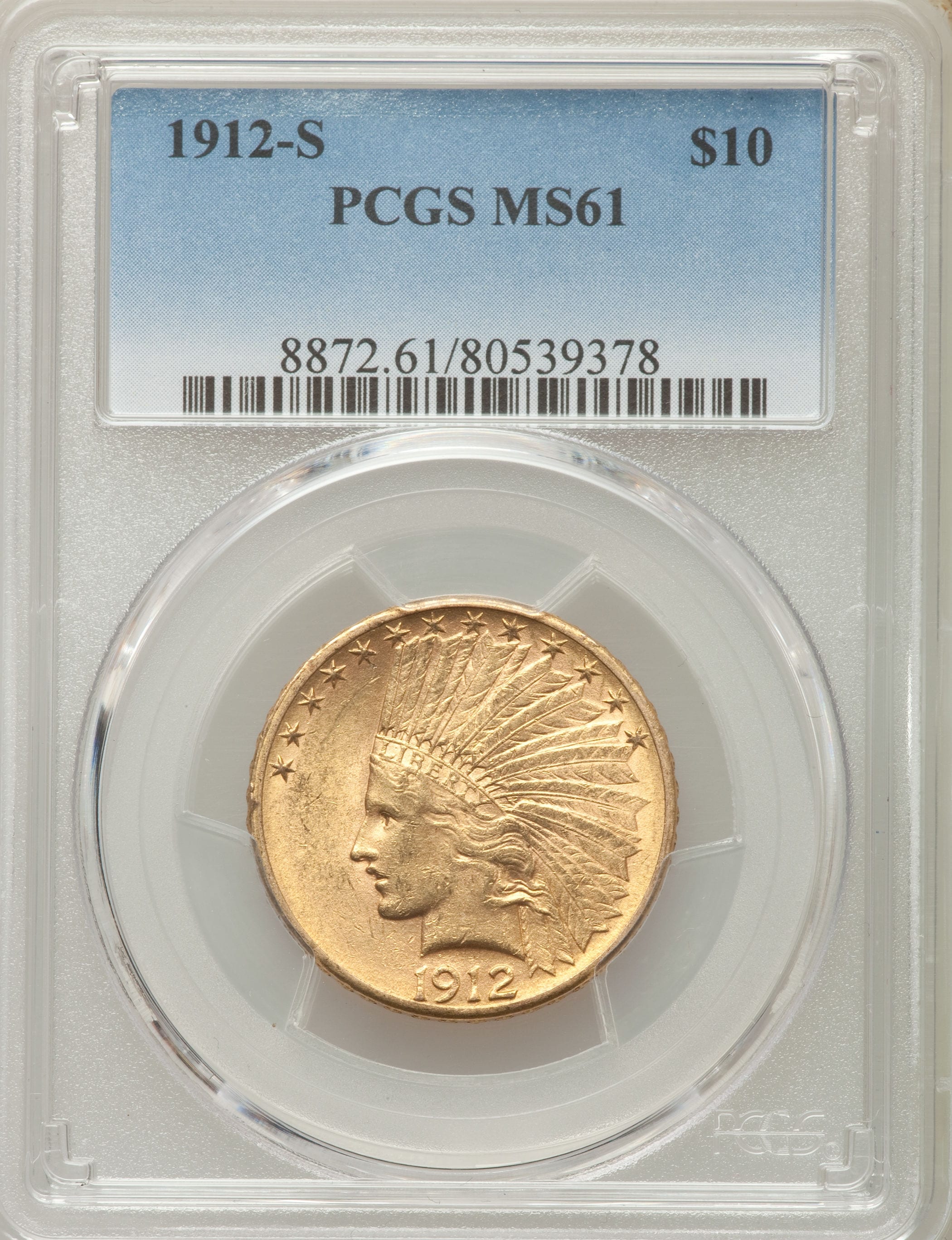 アメリカ 10ドル金貨インディアンヘッド1912-S ＄10 PCGS MS61