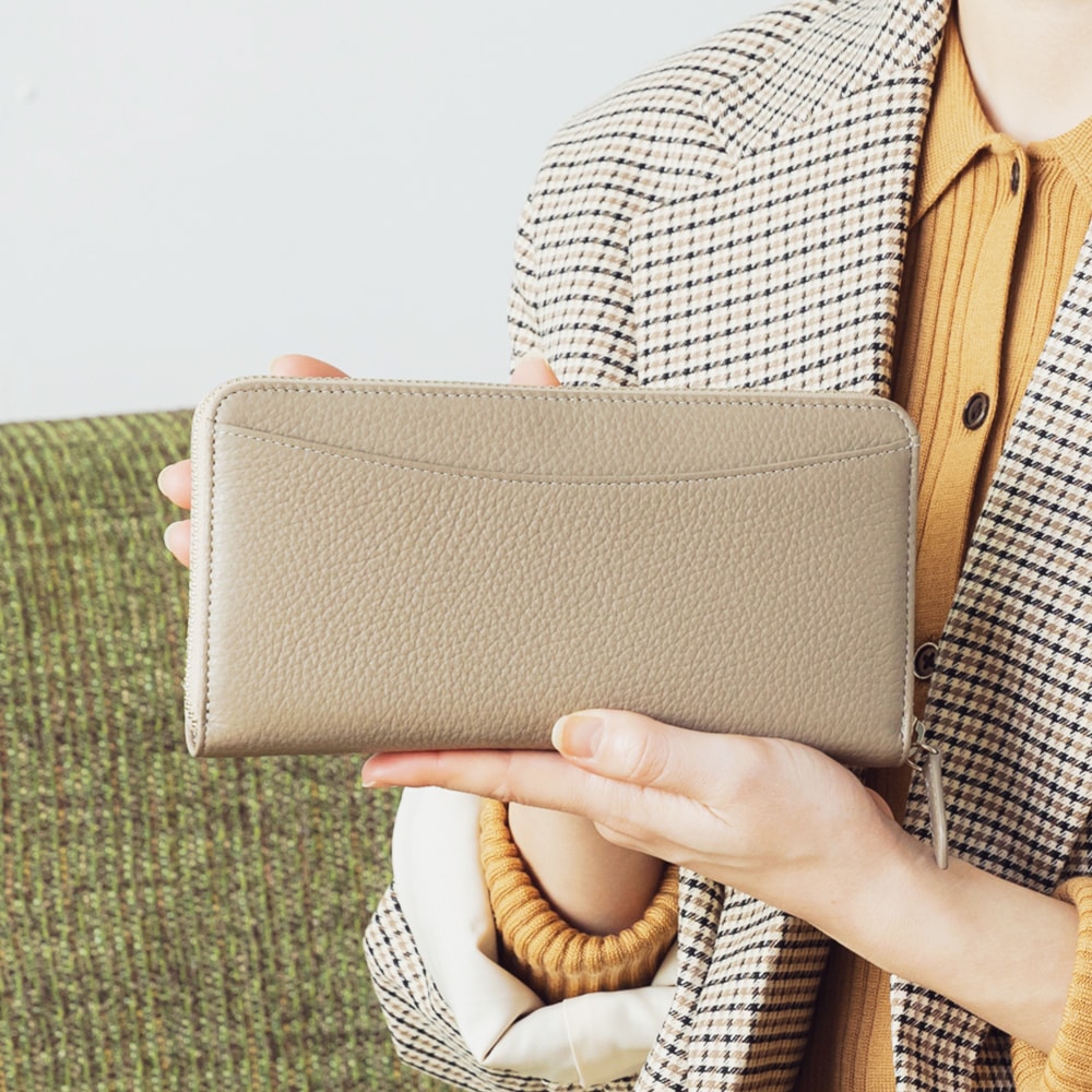 日本製小銭が分けられるギャルソン長財布［一目瞭然 ラウンドジッパー