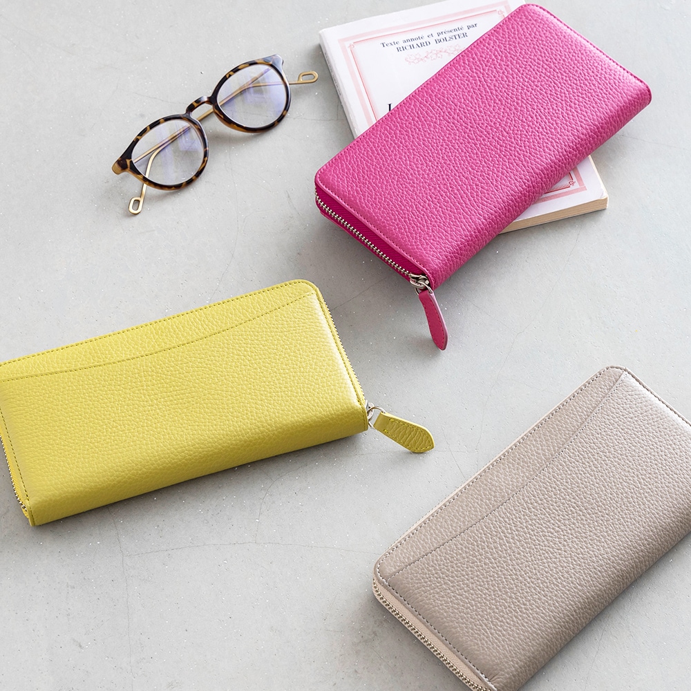 日本製小銭が分けられるギャルソン長財布［一目瞭然 ラウンドジッパー