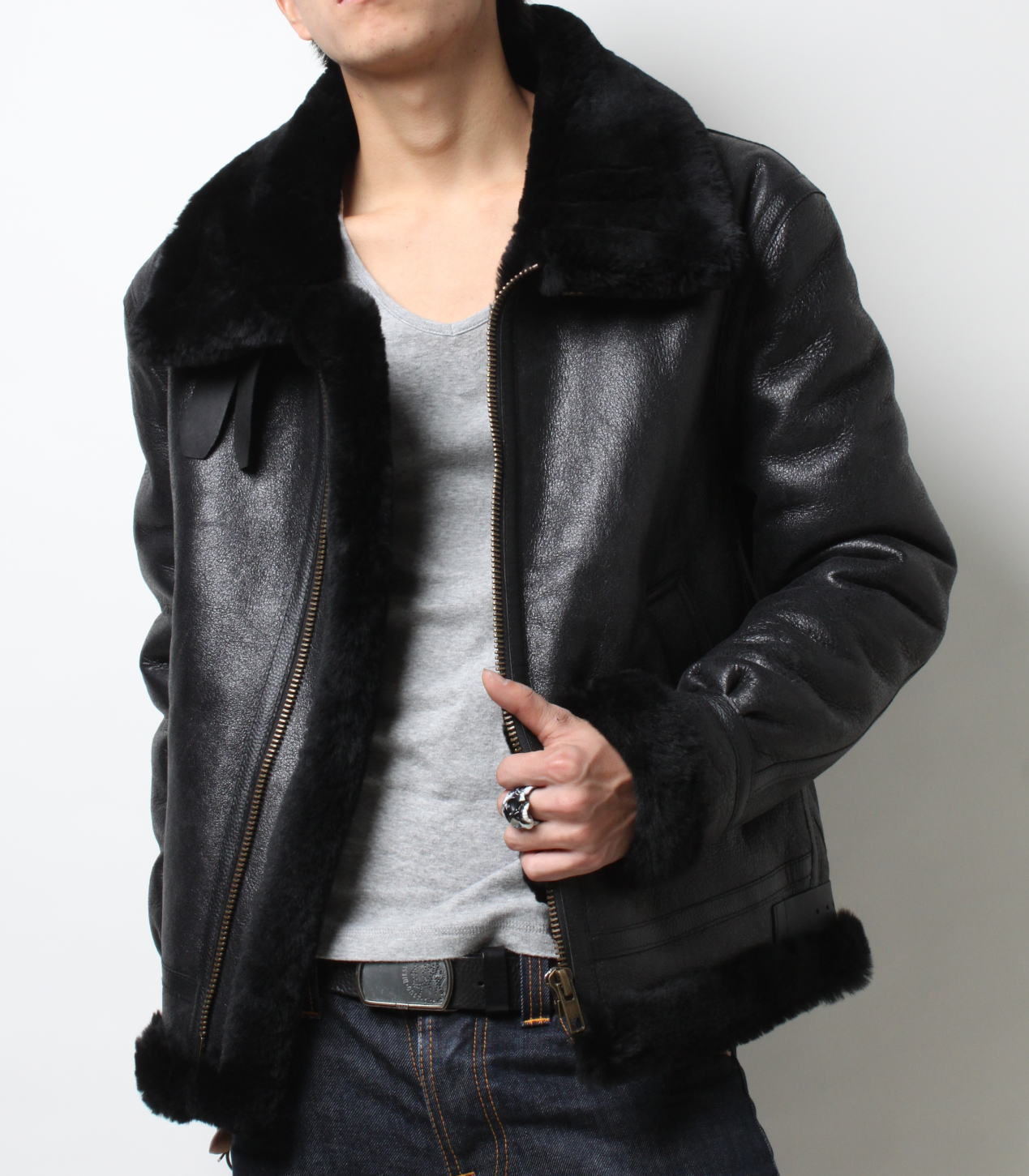 ビッグサイズ】革ジャン ダブルフェイスムートンB－3 レザージャケット