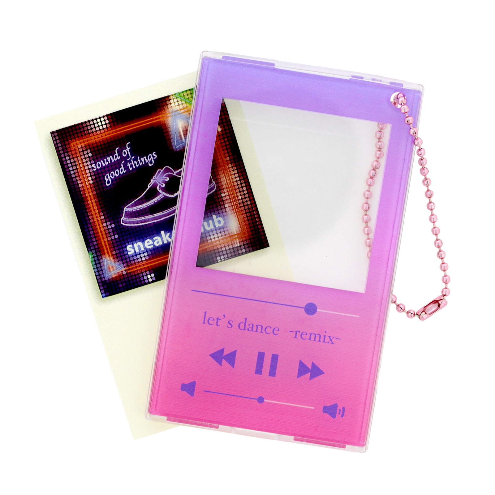 PCクリアパスケース 音楽プレイヤー風 ボールチェーン＆中紙付き