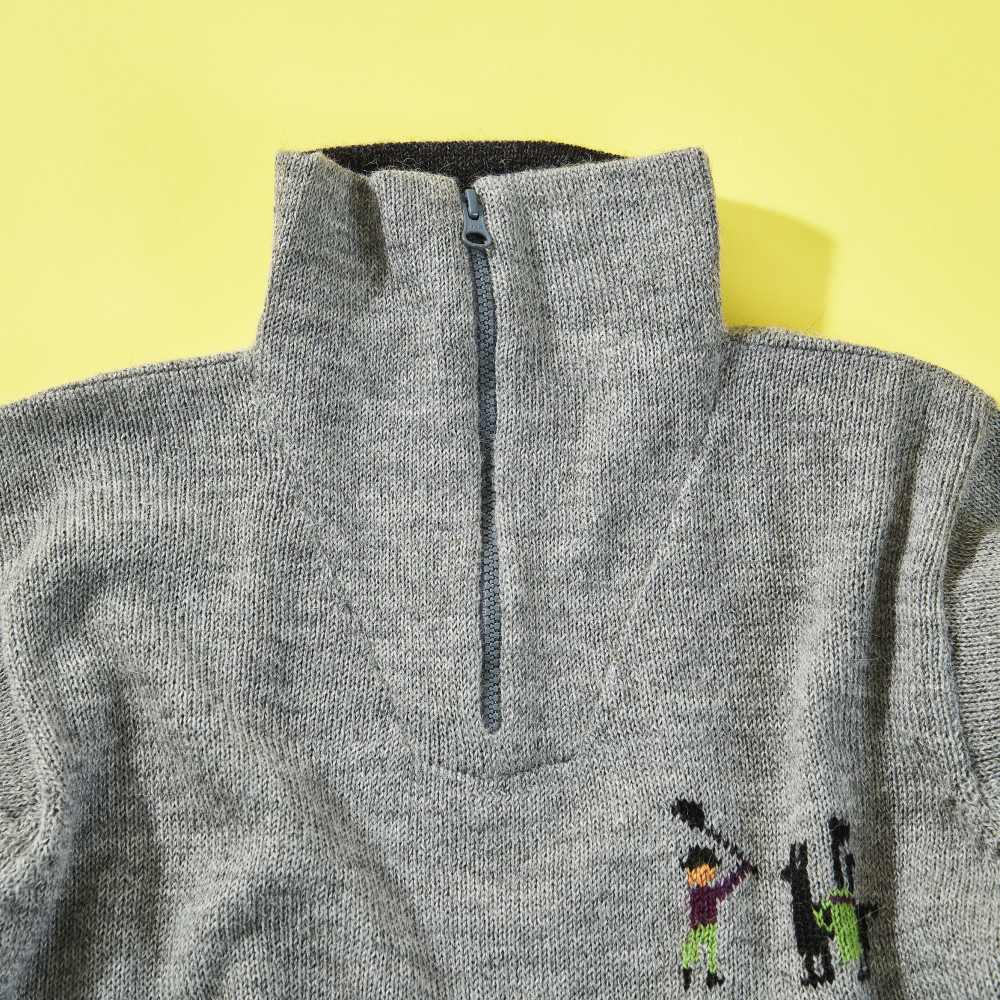 インポートハウス アルパカ100％ゴルフ柄ハーフジップセーター