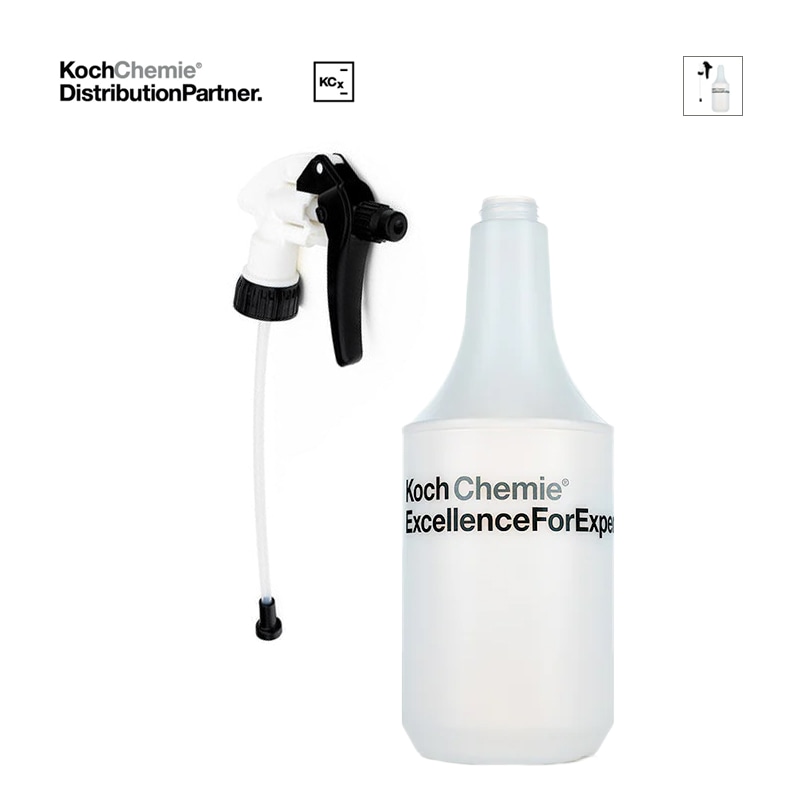 KochChemie スプレーヘッド付きシリンドリカルボトル 1L KJ999063A