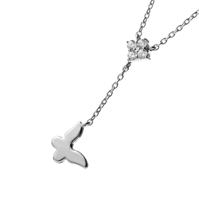 h&d Jewelry】 Butterfly ネックレス SWEET SV925 シルバー CZ 46cm