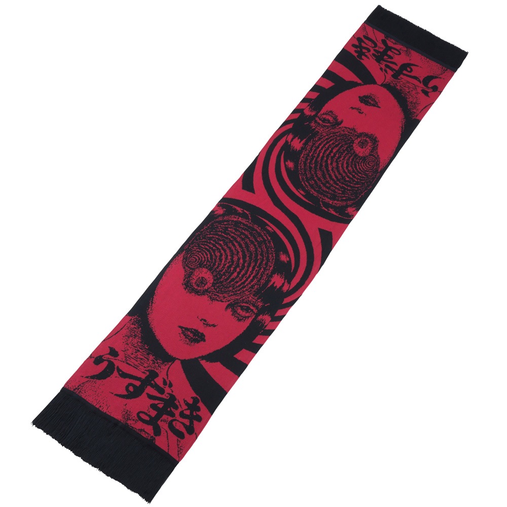 伊藤潤二/うずまき マフラー/ピンク｜墓場の画廊ONLINE STORE