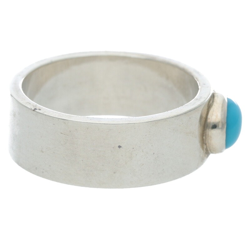 ターコイズ付き平打ちリング 〈21号〉 【取扱：原宿シルバー店