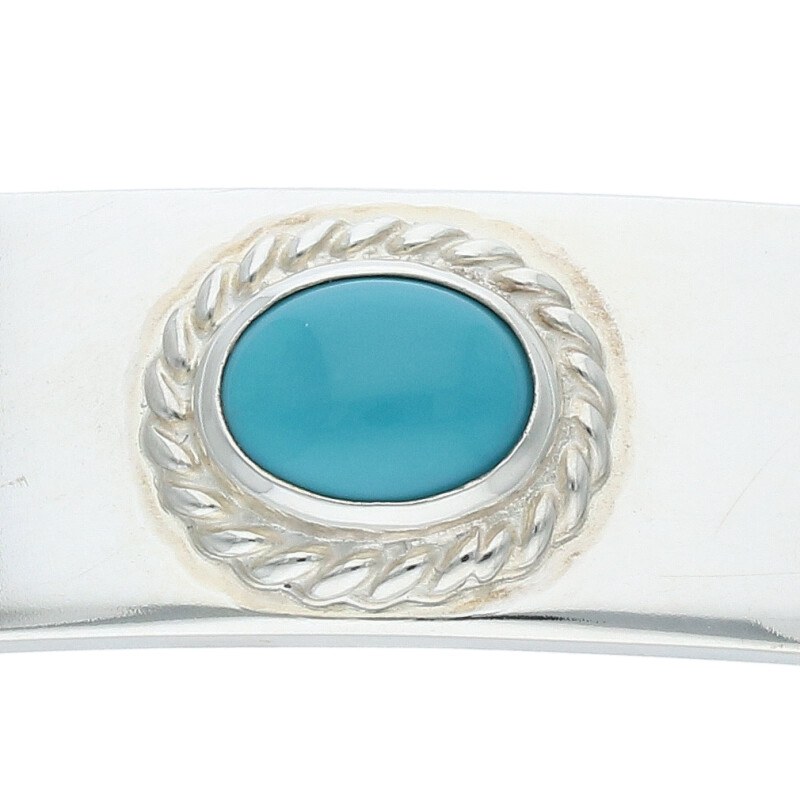 SALE】銀縄ターコイズ付き平打ちブレス S 【取扱：原宿シルバー店