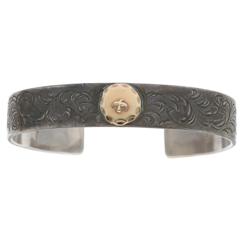 決算SALE】唐草彫り平打ちブレス M 【取扱：原宿シルバー店】 | すべて