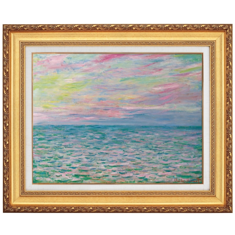 モネ プールヴィルの夕焼けの海 10号 立体複製名画 絵画 額付き