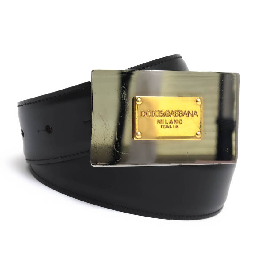 DOLCE＆GABBANA BC2648 / ドルガバ ロゴプレート 牛革 カーフ ブラック
