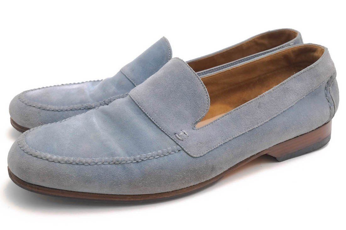 HERMES / エルメス 牛革 スリッポン ライトブルー 水色 コイン